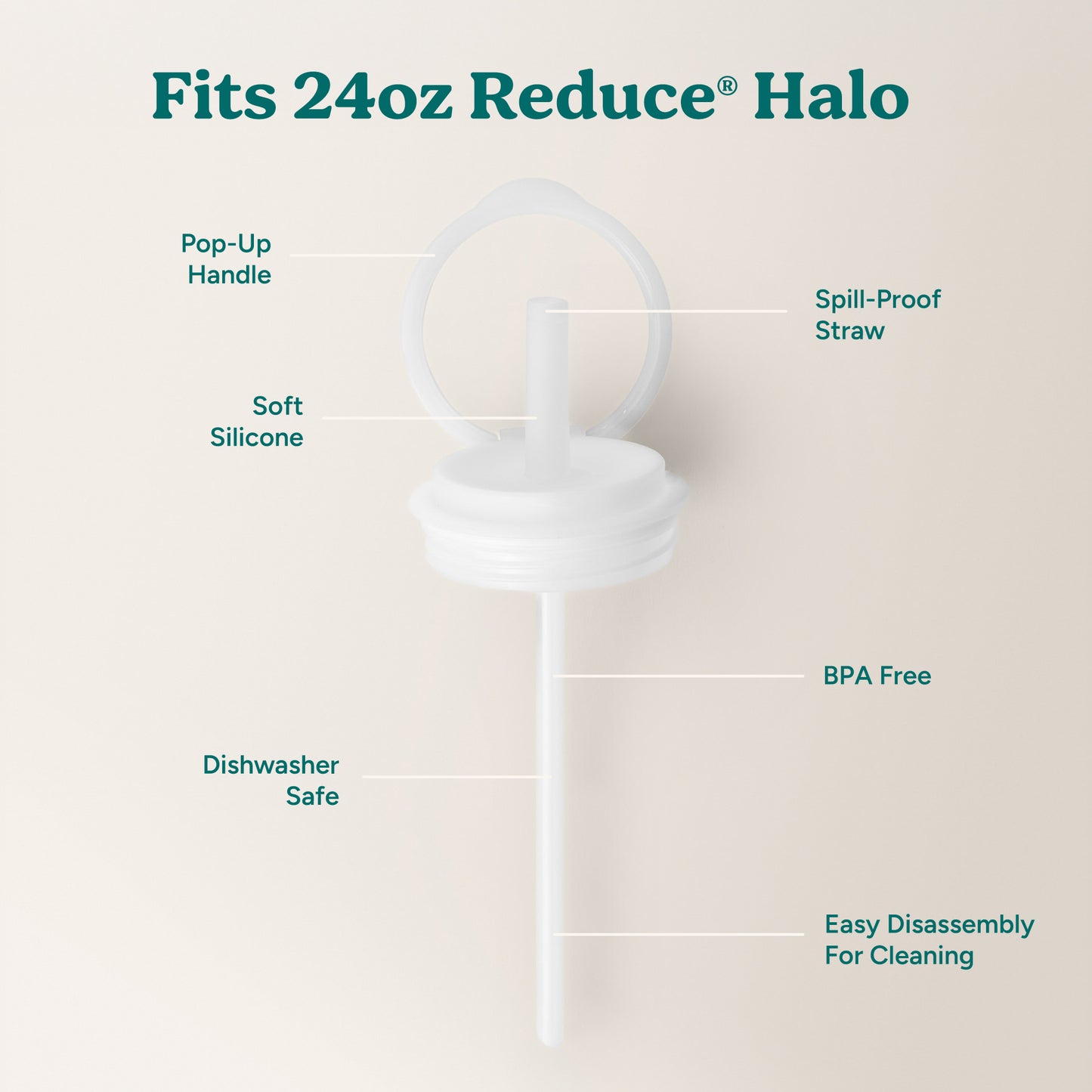 Halo Medium Lid & Straw Set
