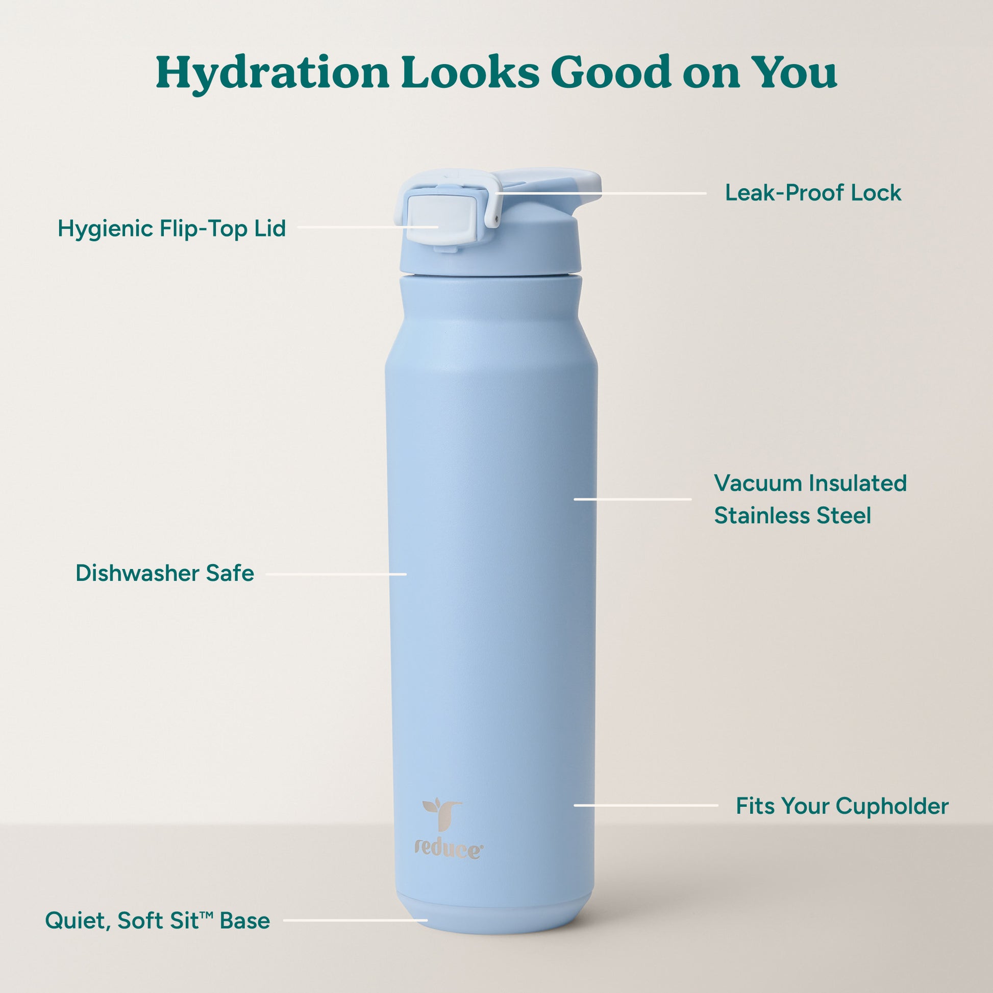 Hydrate Pro 32oz Stainless Steel Water Bottle - Reduce Everyday