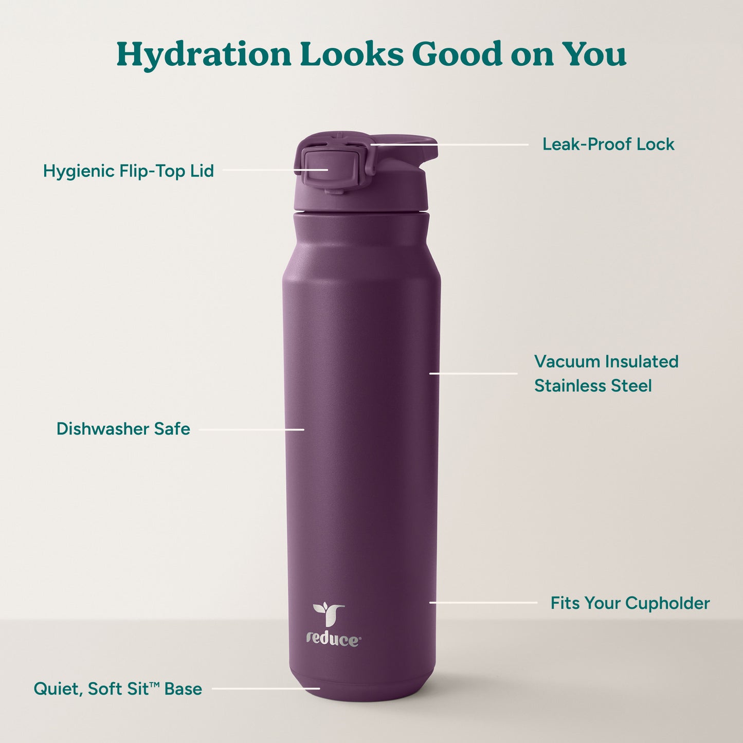 Hydrate Pro 32oz Stainless Steel Water Bottle - Reduce Everyday