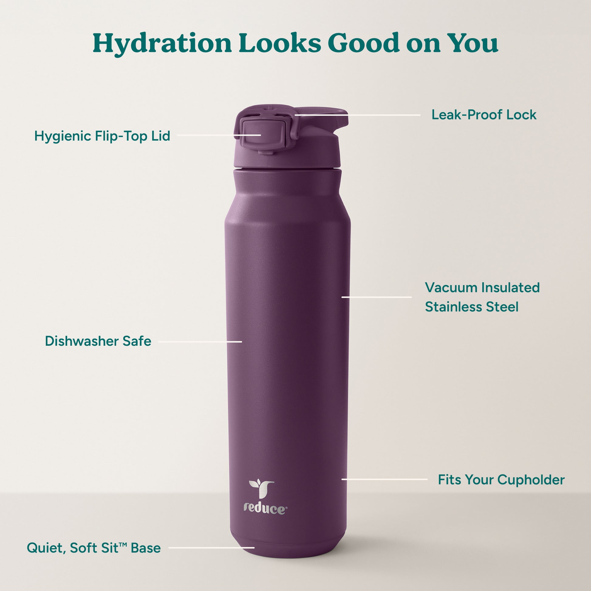 Hydrate Pro 32oz Stainless Steel Water Bottle - Reduce Everyday