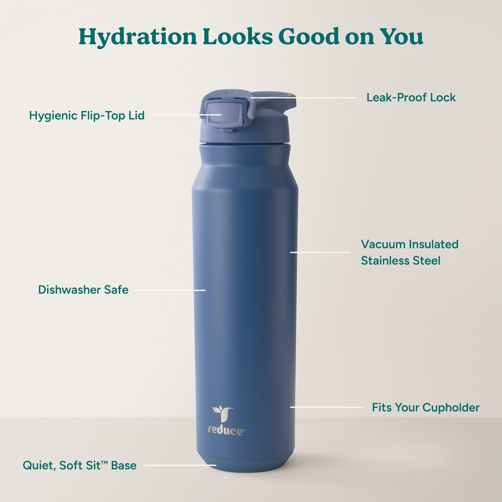 Hydrate Pro 32oz Stainless Steel Water Bottle - Reduce Everyday