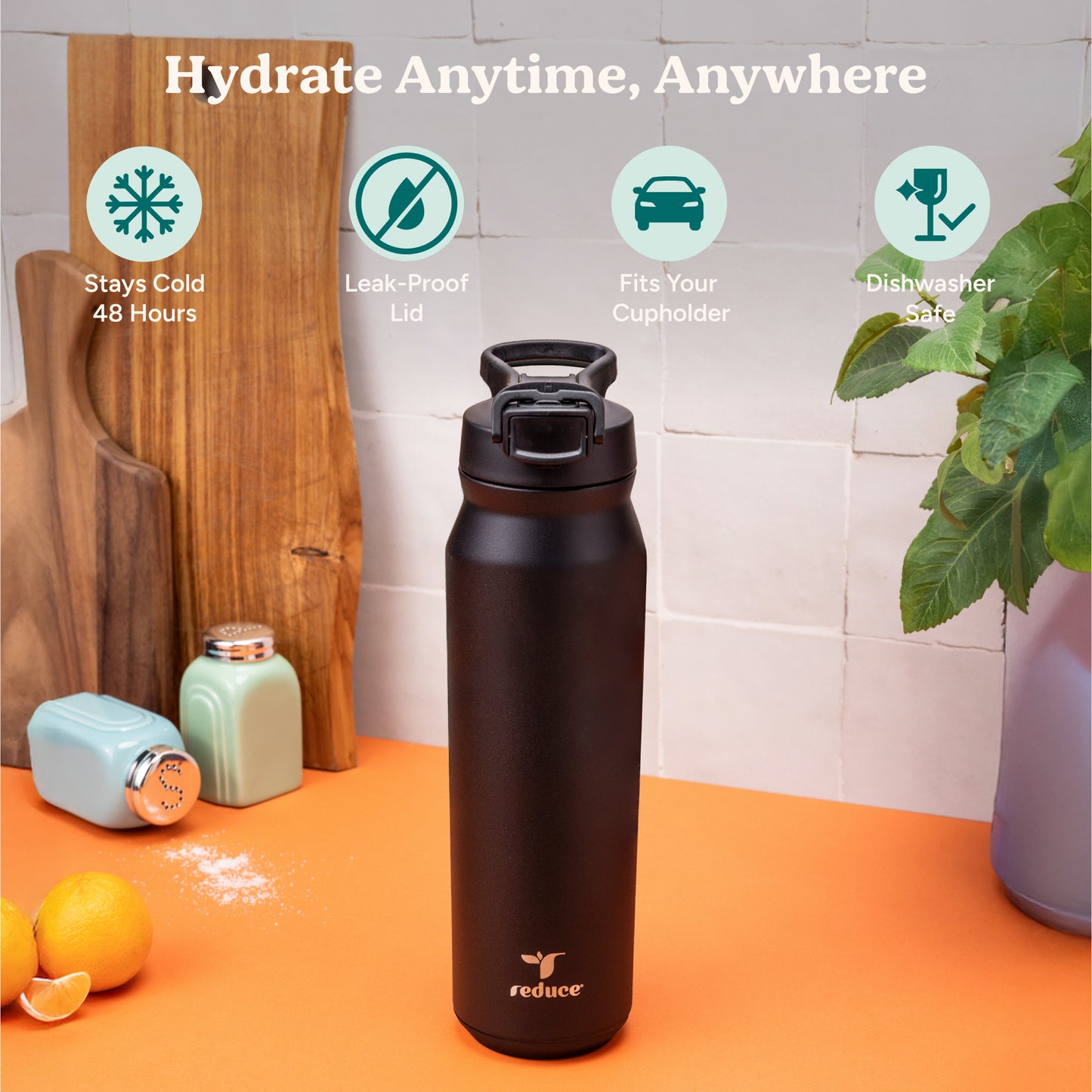 Hydrate Pro 32oz Stainless Steel Water Bottle - Reduce Everyday